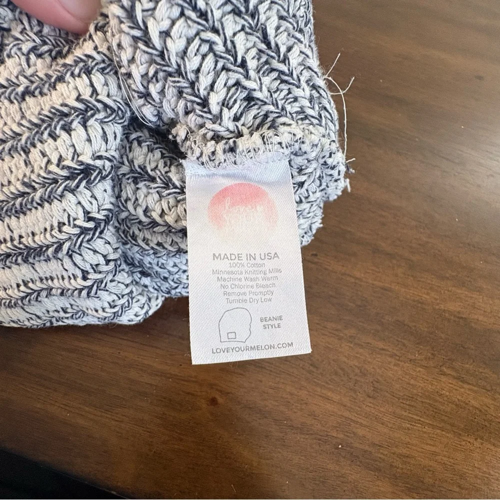 Love Your Melon Womens White Grey blue Knit Beanie winter warm hat